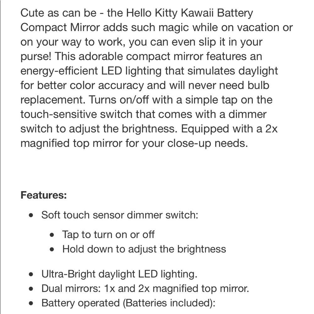 Impressions Vanity for Hello Kitty Kawaii LED Compact Mirror - Picture 4 of 6